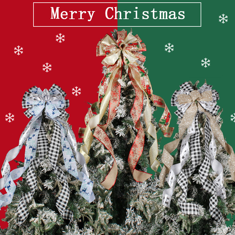 Christmas Bows Decoration Large Christmas Tree Bow Topper for Xmas Home Front Door Patio Outdoor Decor