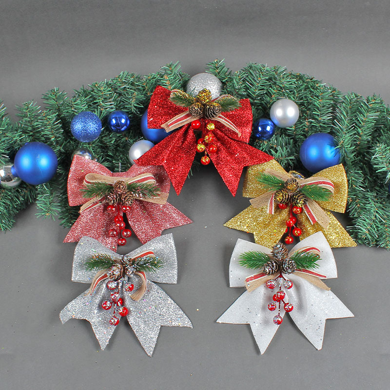 Shiny Bow Christmas Glitter Twist Tie Bows for Decoration Party Decoration