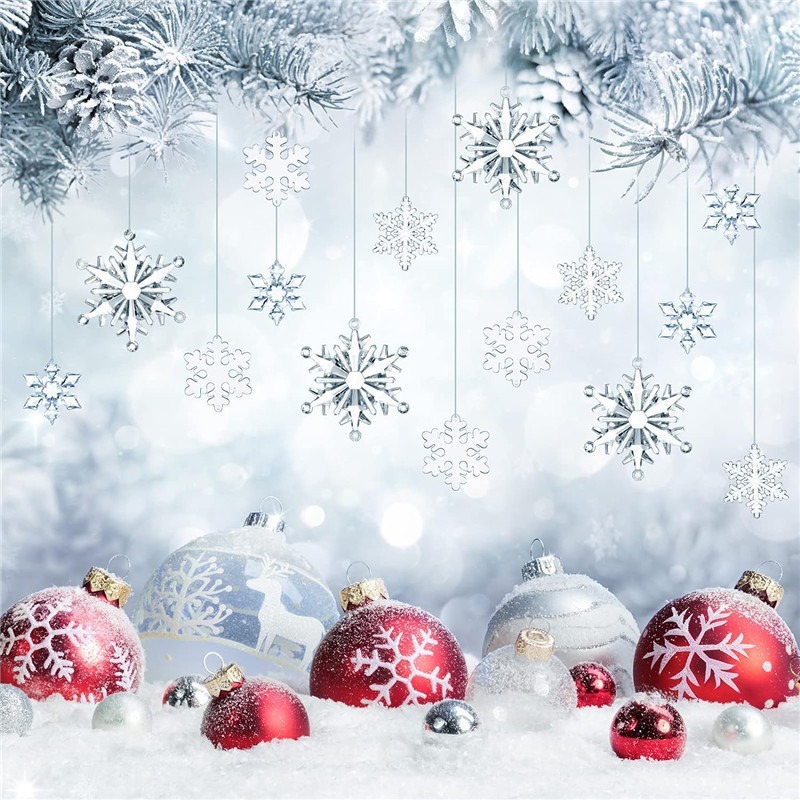 Christmas Snow Pendant Decoration Ice Strip Transparent Snow Ice Edge Acrylic Ice Pick Set Christmas Tree Decorative Hanging