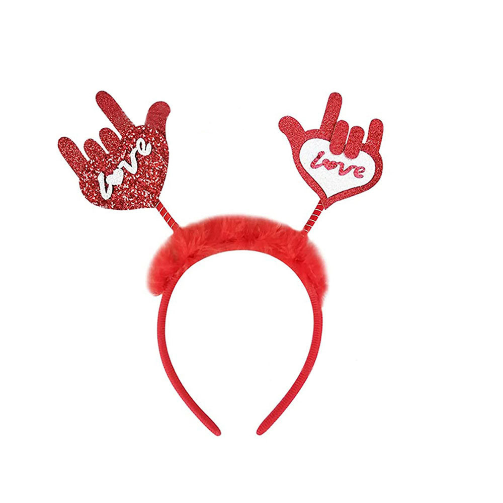 Valentine's Day Party Decoration Headband Red Love Head Buckle Cute Lips Love Sequin Headband Headpiece