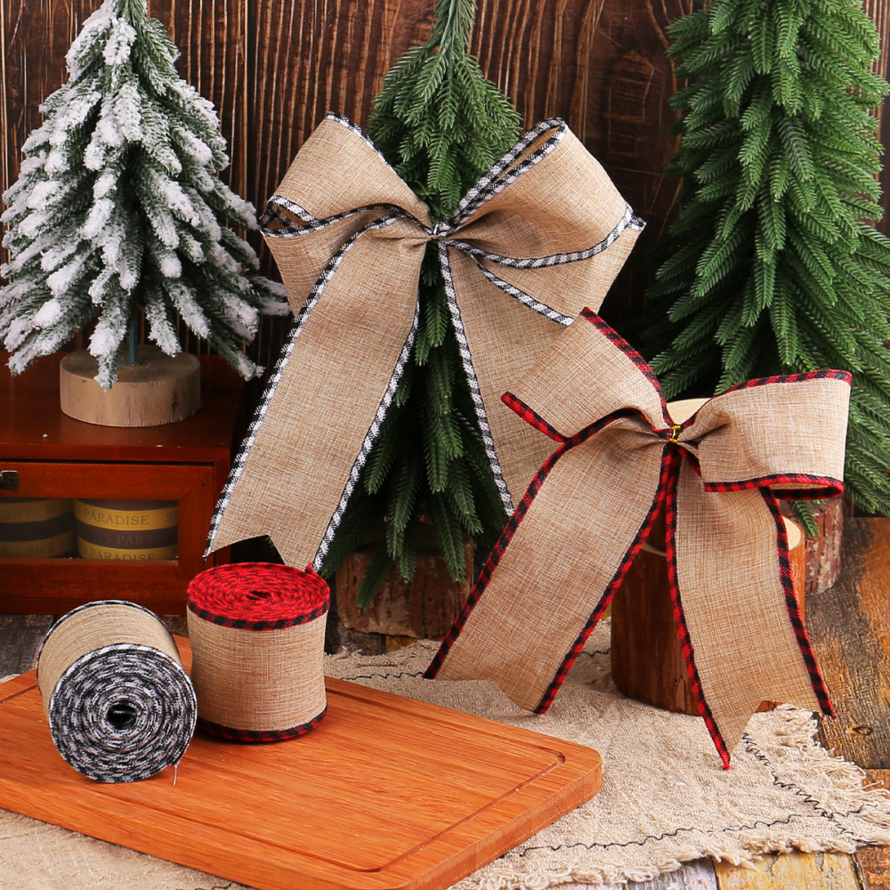 Christmas Ribbon Wired Edge Christmas Mesh Ribbon Plaid Ribbons