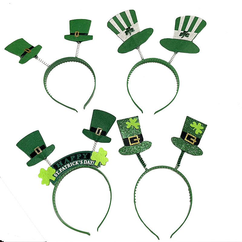 St. Patrick's Day pie headband clover bow green hat headband dress up props