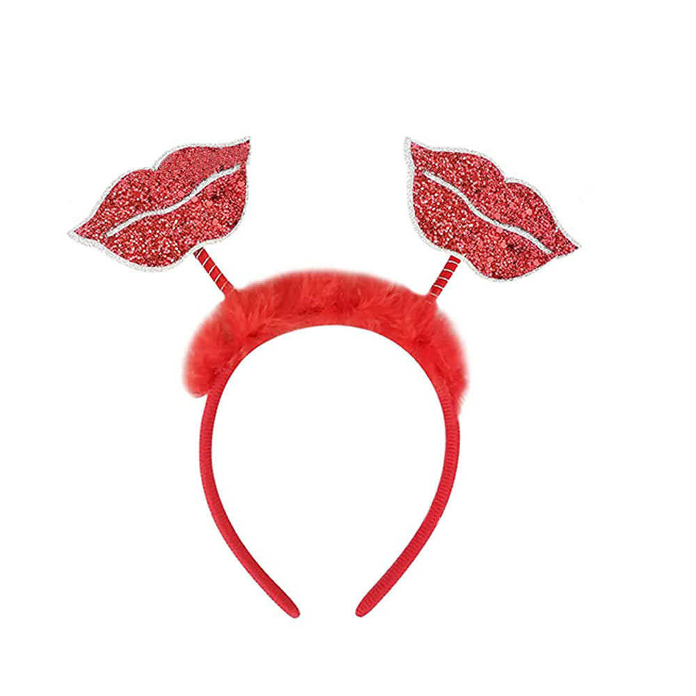 Valentine's Day Party Decoration Headband Red Love Head Buckle Cute Lips Love Sequin Headband Headpiece
