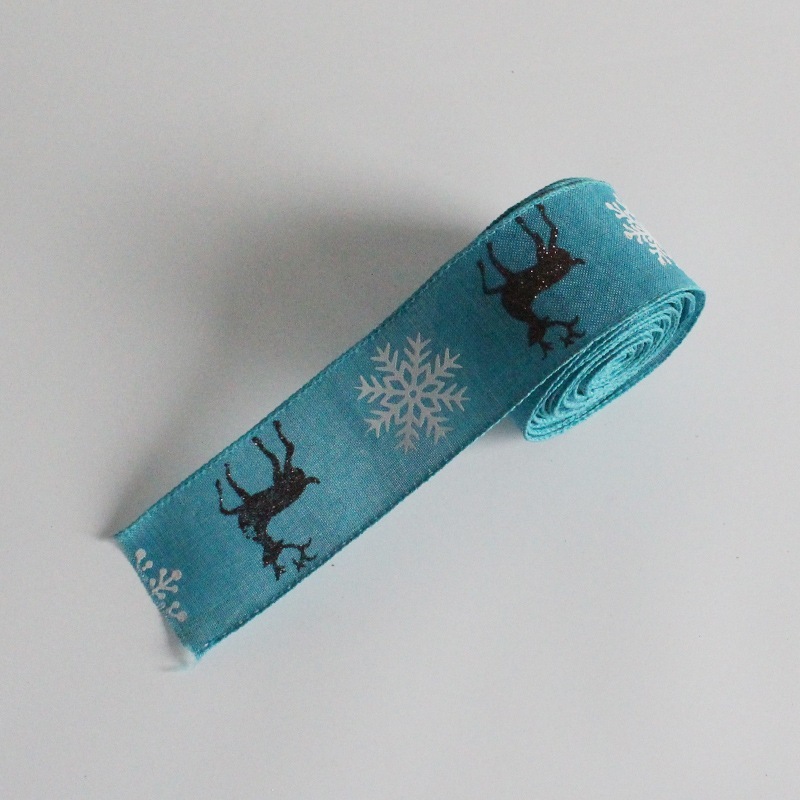 Christmas Satin Ribbon Elk Reindeer Fabric Ribbons for Christmas Decoration Supplies
