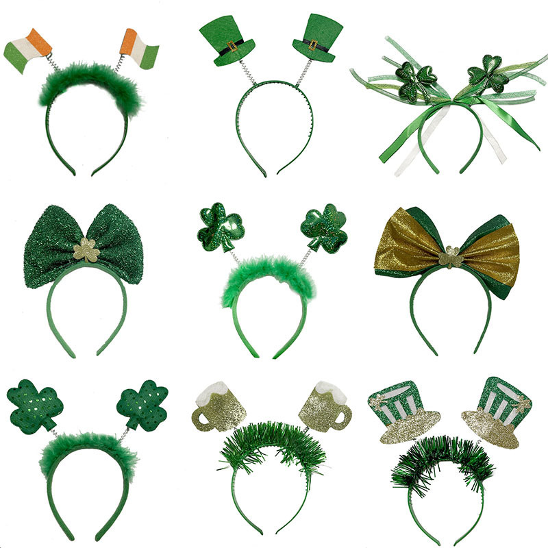 St. Patrick's Day pie headband clover bow green hat headband dress up props