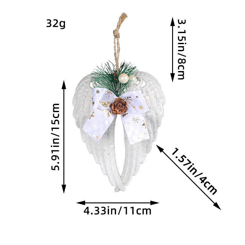 Christmas Angel Wings Ornament for Xmas Tree Plastic Snowflake Christmas Tree Decor
