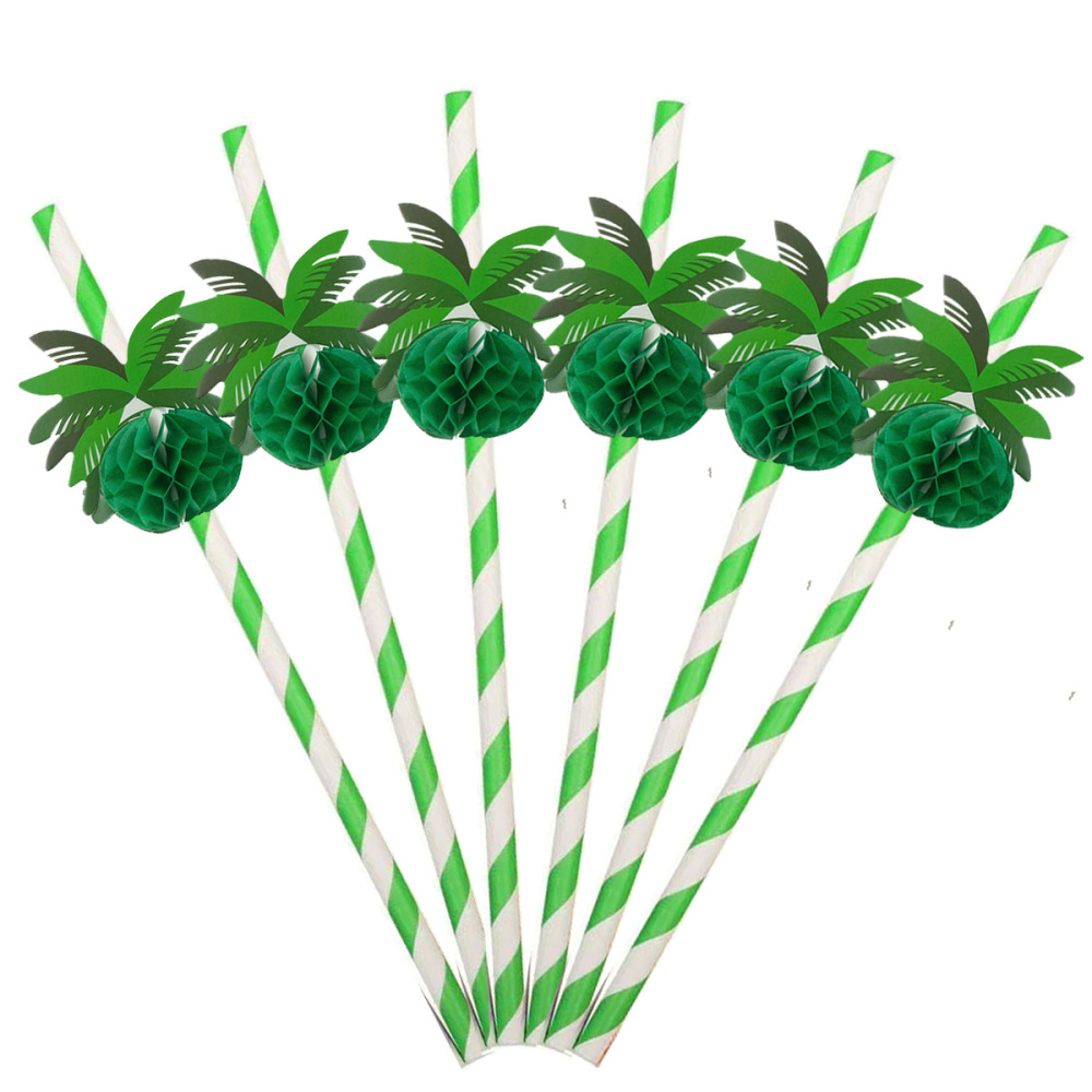 Beehive Straws Decoration Hawaii Party Decorated Paper Straw Coconut Beehive