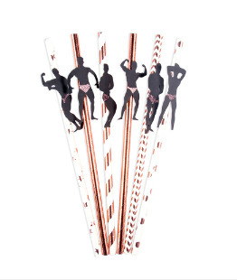 Muscle Man Black Sport Disposable Creative Paper Straw Bachelorette Party