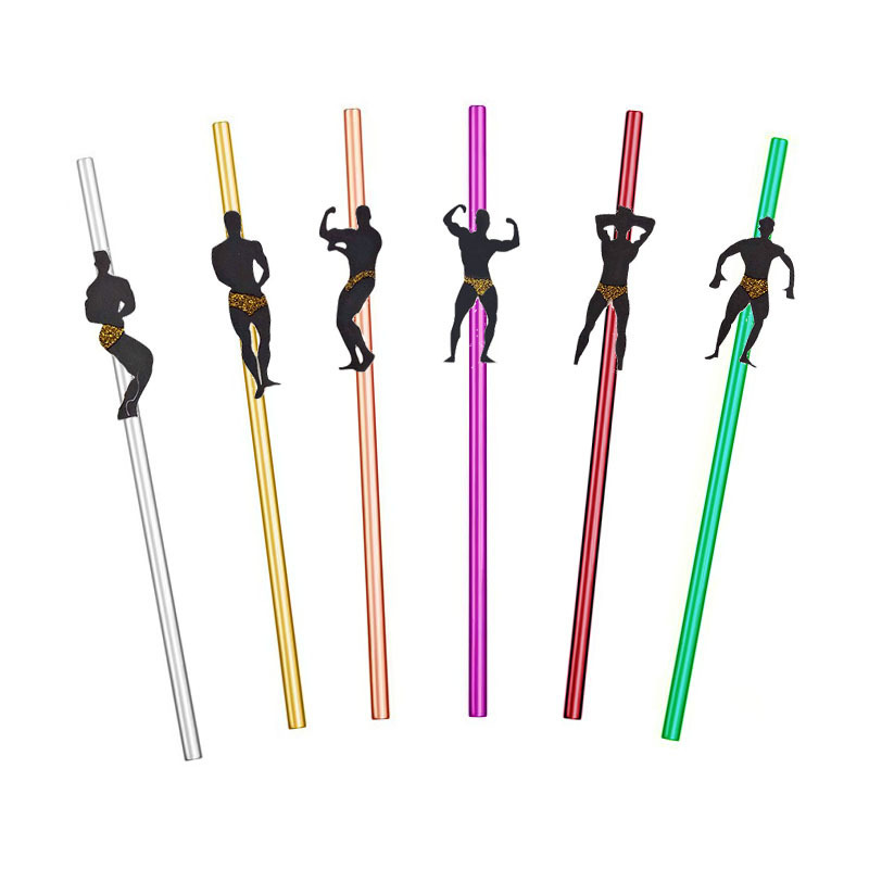Muscle Man Black Sport Disposable Creative Paper Straw Bachelorette Party