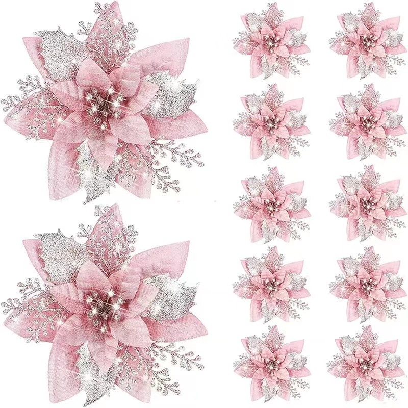 Christmas Artificial Flowers Combo Box Set Faux Flowers Poinsettia Flowers Christmas Decoration