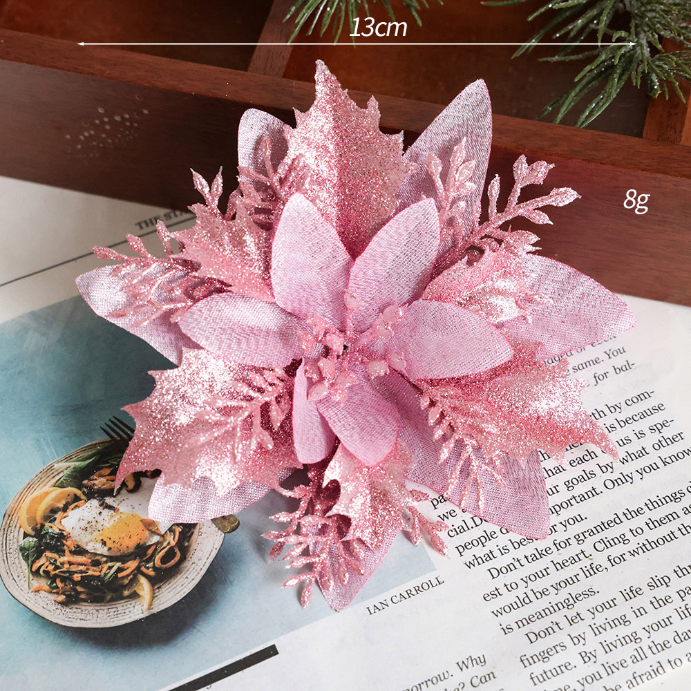 Christmas Artificial Flowers Combo Box Set Faux Flowers Poinsettia Flowers Christmas Decoration