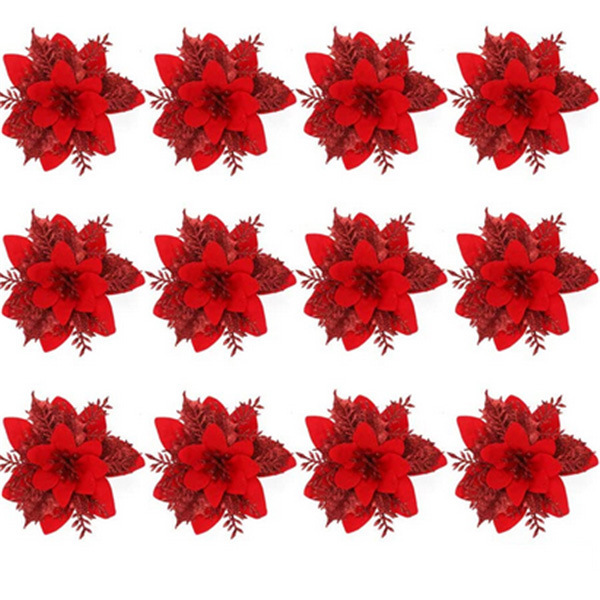 Christmas Artificial Flowers Combo Box Set Faux Flowers Poinsettia Flowers Christmas Decoration