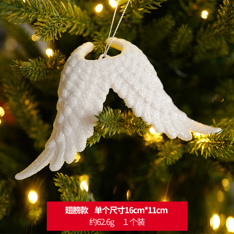 Silver Glitter High Heel Snow Flakes Feathers  Wings Angels Ornament Christmas Tree Decoration Xmas Tree Hanging Ornament Holiday Pendant