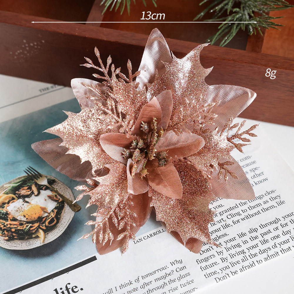 Christmas Artificial Flowers Combo Box Set Faux Flowers Poinsettia Flowers Christmas Decoration