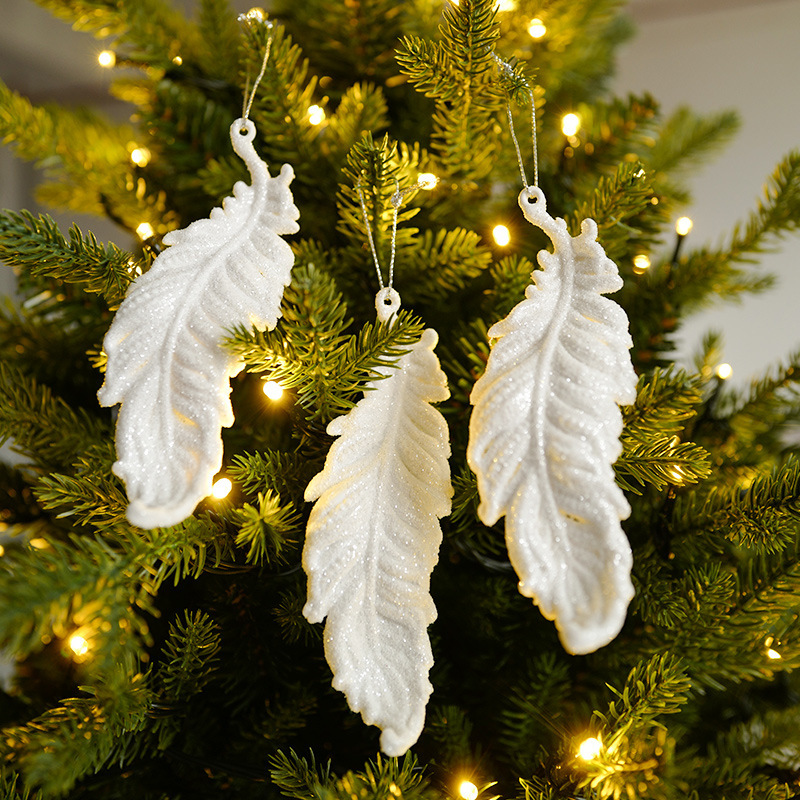 Silver Glitter High Heel Snow Flakes Feathers  Wings Angels Ornament Christmas Tree Decoration Xmas Tree Hanging Ornament Holiday Pendant
