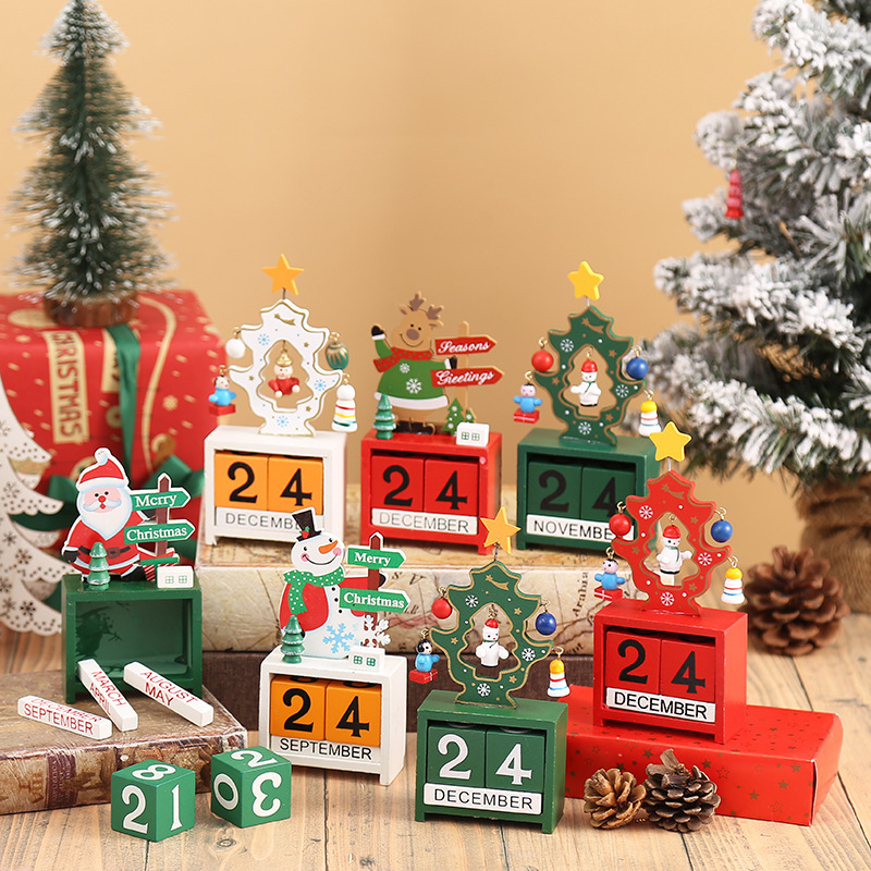 Wooden Calendar Christmas Countdown Table Calendar Table Christmas Gift Christmas Decorations