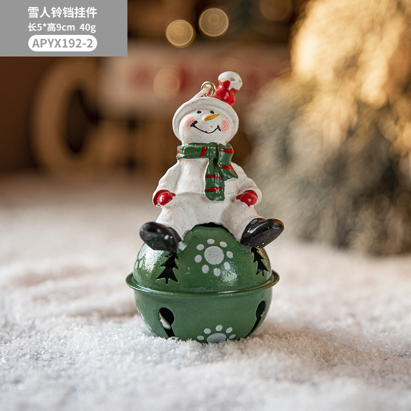 Painted Resin Pendant Snowman Christmas Bell Ornaments Christmas Bell