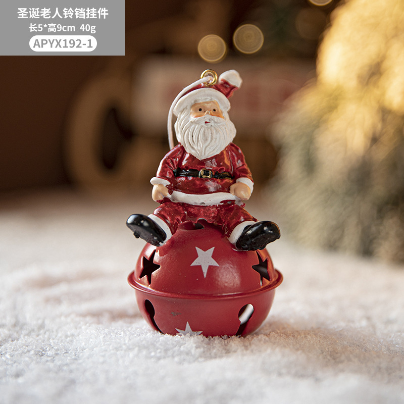 Painted Resin Pendant Snowman Christmas Bell Ornaments Christmas Bell