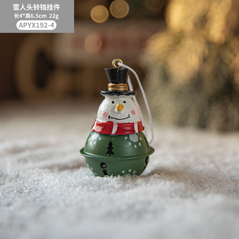 Painted Resin Pendant Snowman Christmas Bell Ornaments Christmas Bell