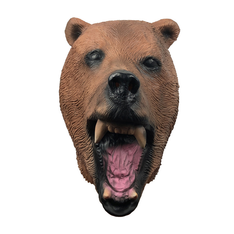 Funny brown bear animal with a mask