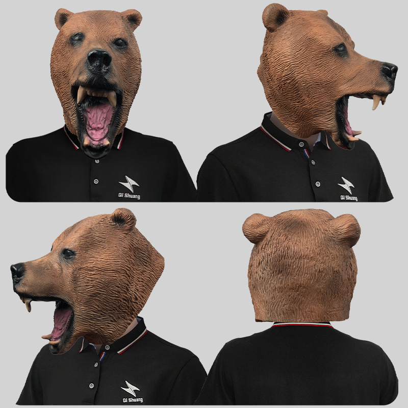 Funny brown bear animal with a mask