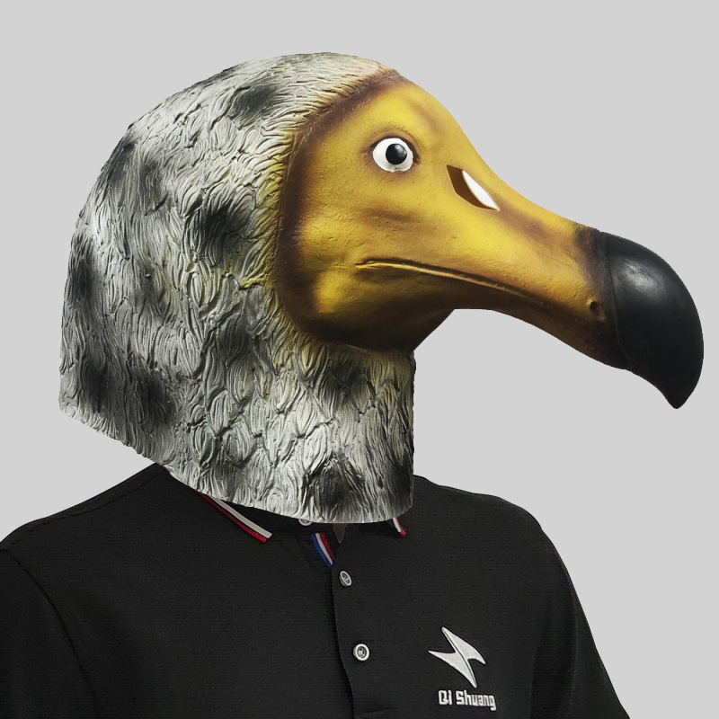 The roc god bird wears an animal mask