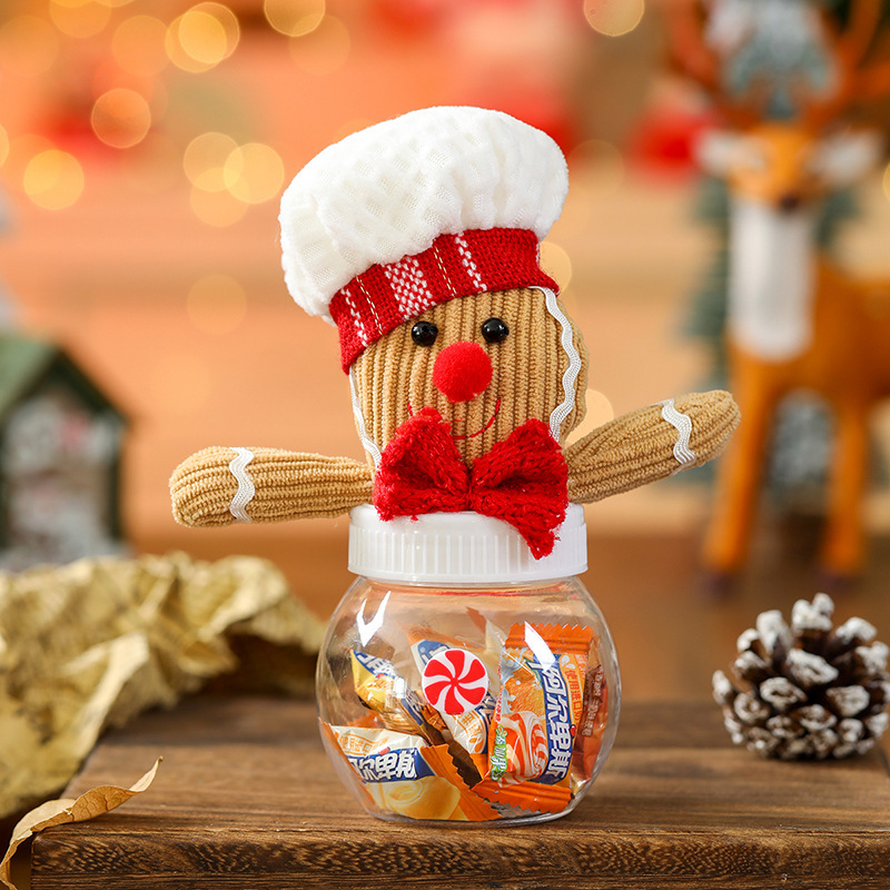 Christmas Candy Jar Santa Claus Snowman Elk Candy Storage Bottle Plastic
