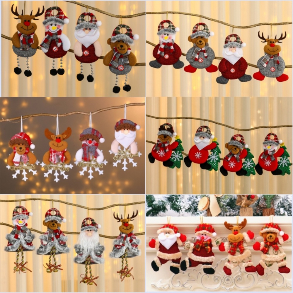 Christmas Tree Fabric Pendant Old Man Elk Doll Pendant Window Christmas Pendant