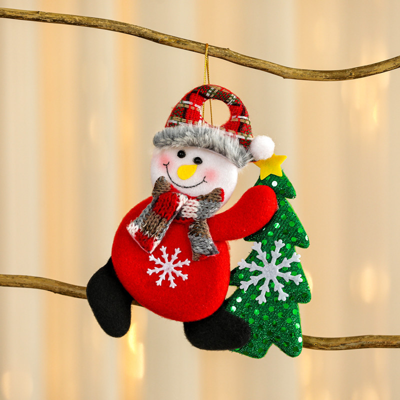 Christmas Tree Fabric Pendant Old Man Elk Doll Pendant Window Christmas Pendant