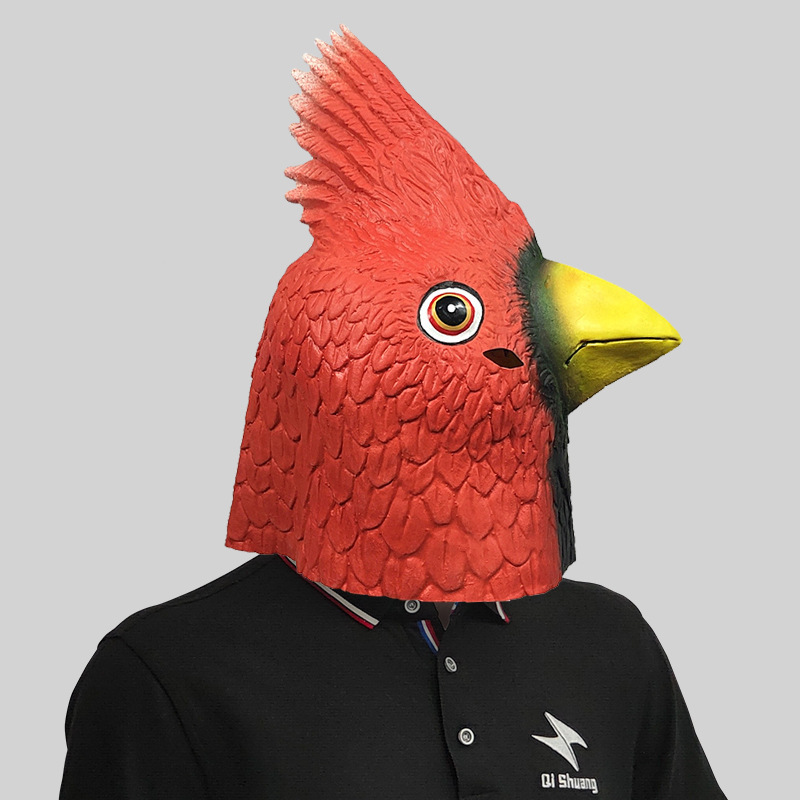 Cute red bird animal head mask