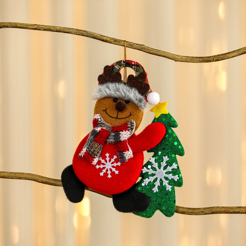 Christmas Tree Fabric Pendant Old Man Elk Doll Pendant Window Christmas Pendant
