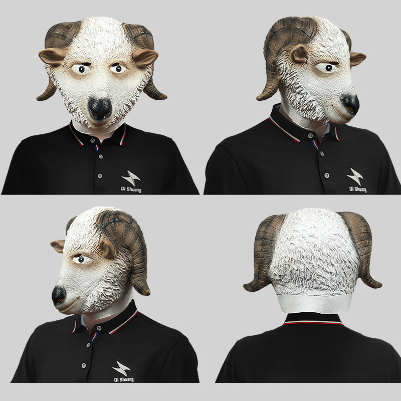 Cute goat head with animal mask