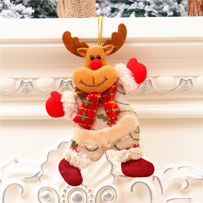Christmas Tree Fabric Pendant Old Man Elk Doll Pendant Window Christmas Pendant