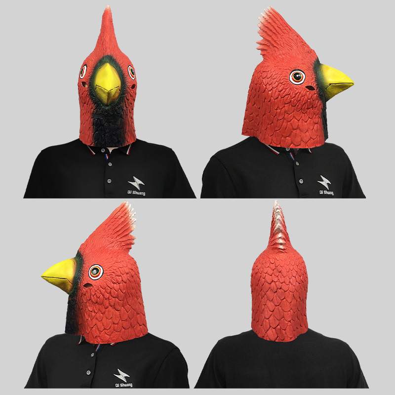 Cute red bird animal head mask