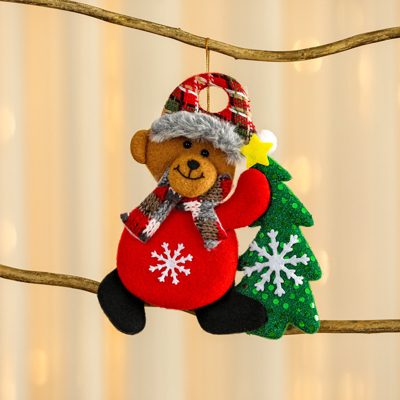 Christmas Tree Fabric Pendant Old Man Elk Doll Pendant Window Christmas Pendant