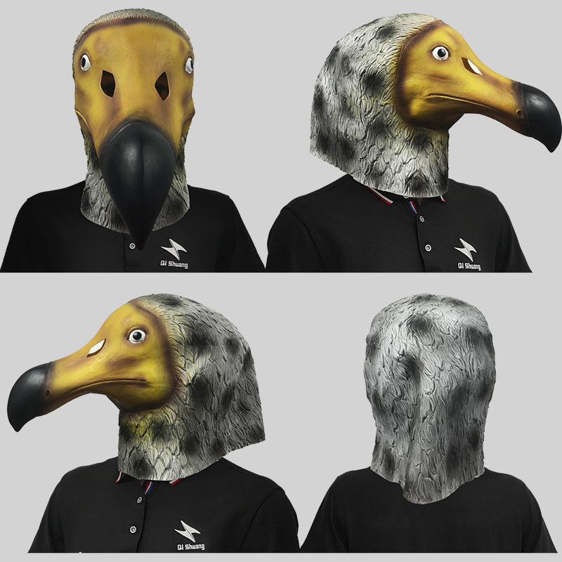 The roc god bird wears an animal mask