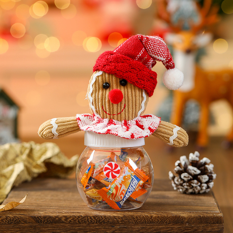 Christmas Candy Jar Santa Claus Snowman Elk Candy Storage Bottle Plastic