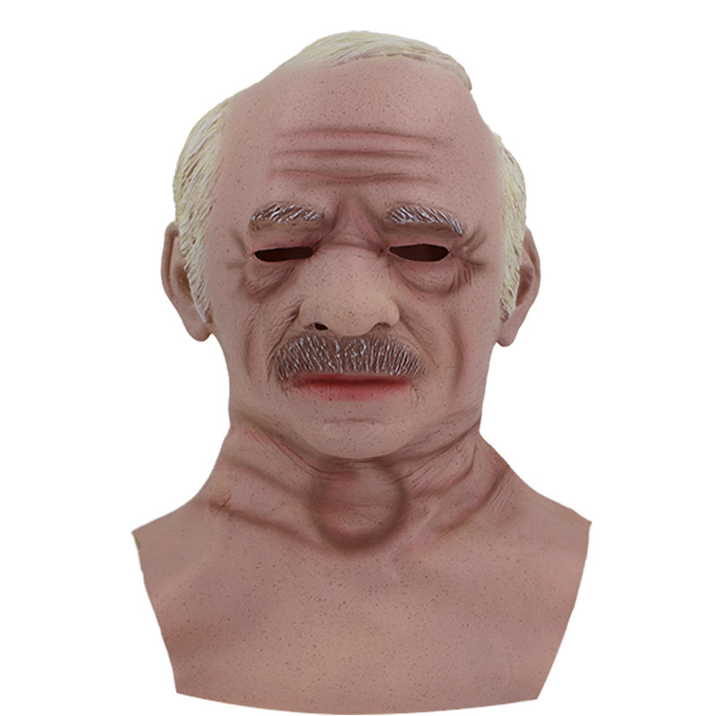 White-haired old man wearing a mask