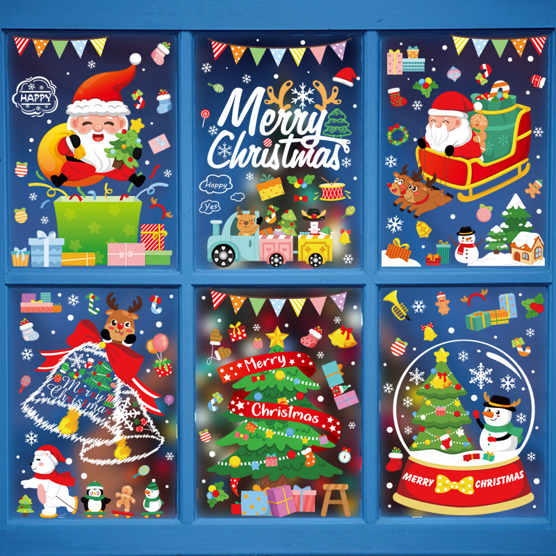 Christmas Snowflake Window Clings Wonderland Decal Stickers Let it Snow Reindeer Snowman Window Seasons Decals