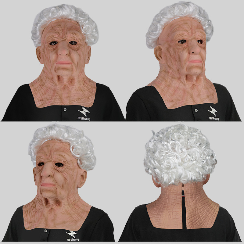Curly haired granny woman mask