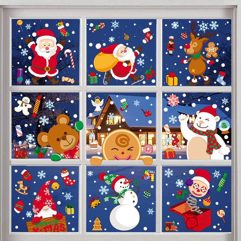 Christmas Snowflake Window Clings Wonderland Decal Stickers Let it Snow Reindeer Snowman Window Seasons Decals