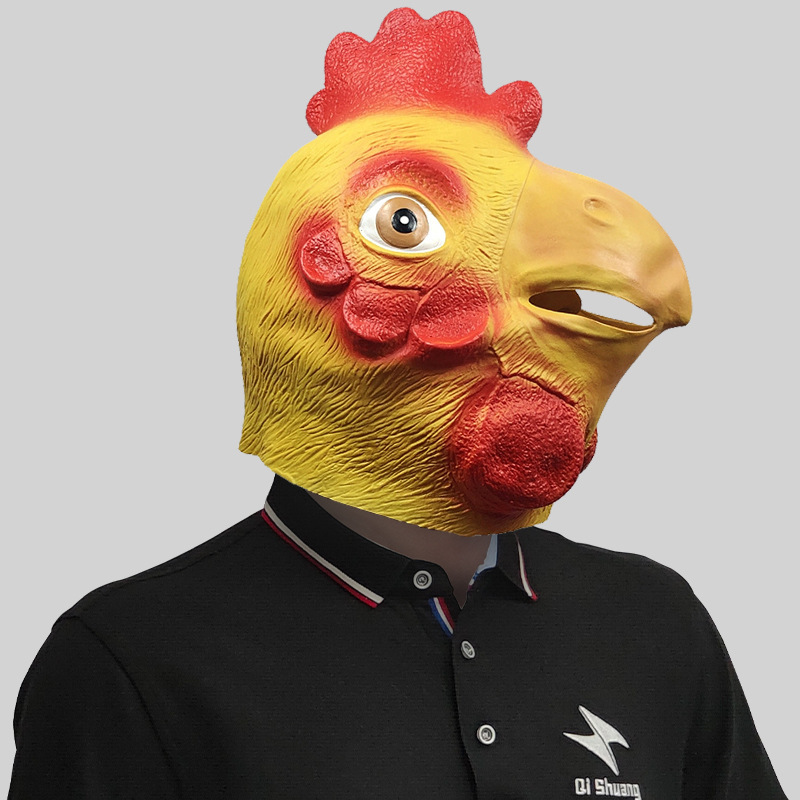 Cute chicken head with animal mask
