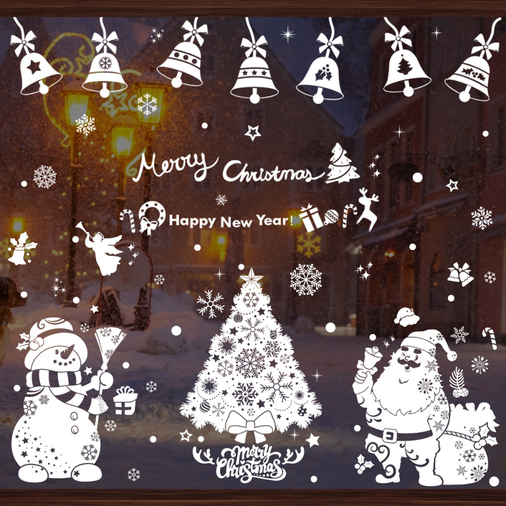 Christmas Window Winter Wonderland Snow Deer Elk Stickers Decals Decor Xmas Tree Snowflakes Reindeer Holiday Home Kitchen Decorations
