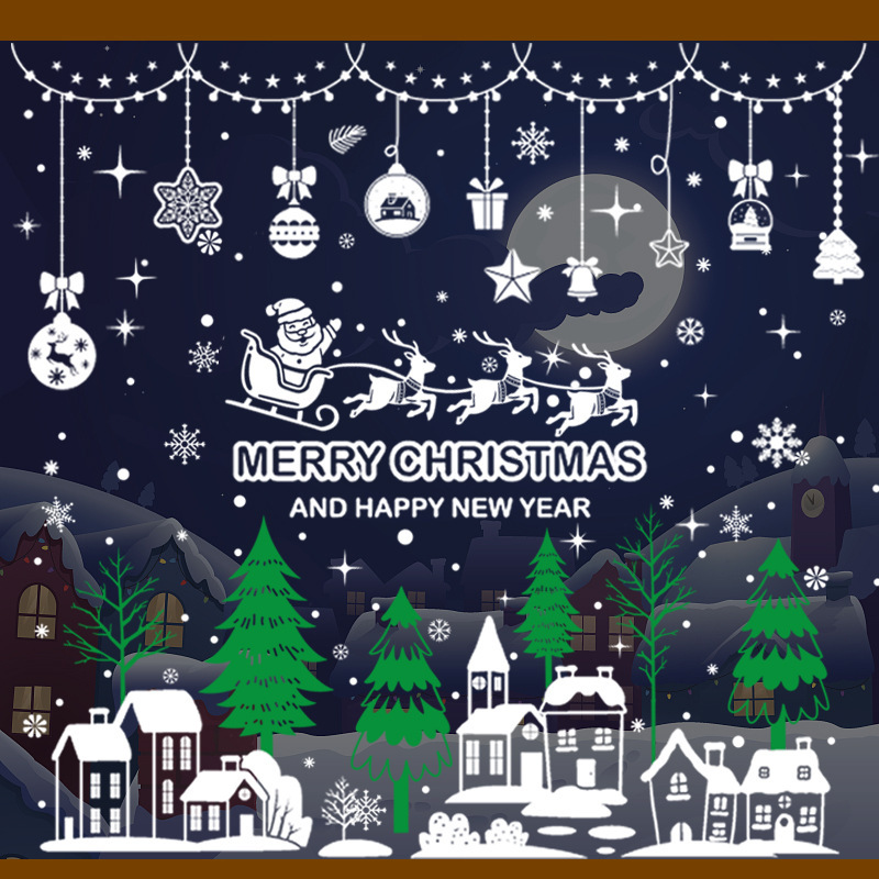Christmas Snowflake Window Cling Stickers for Glass Xmas Decals Decorations Holiday Snowflake Santa Claus Reindeer Decals for Party Christmas No Glue Static Stickers for Glass Windows