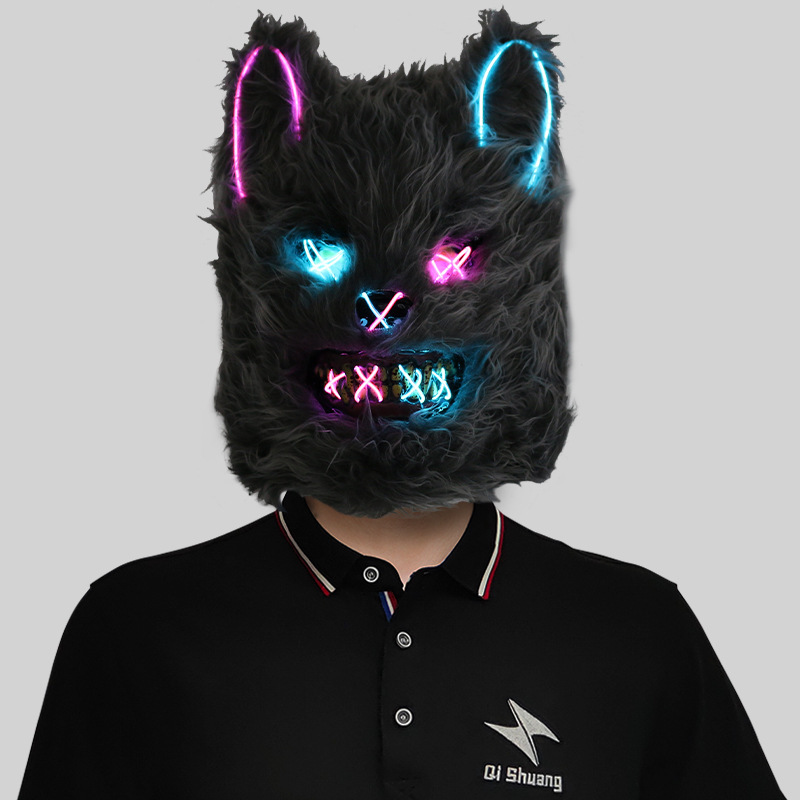 Colorful glowing rabbit mask