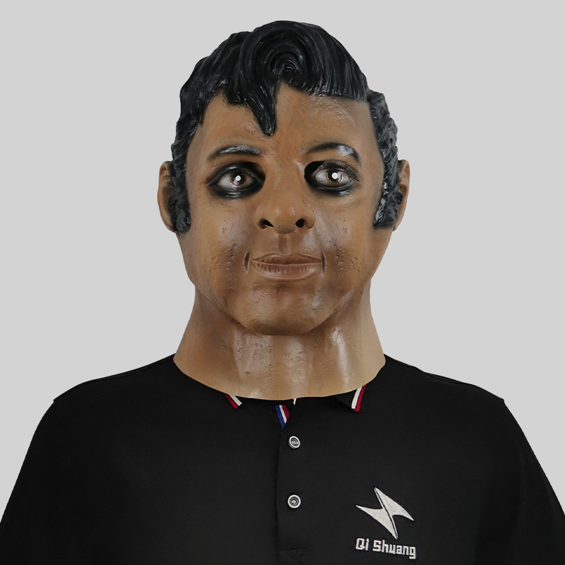 Young black man funny latex mask