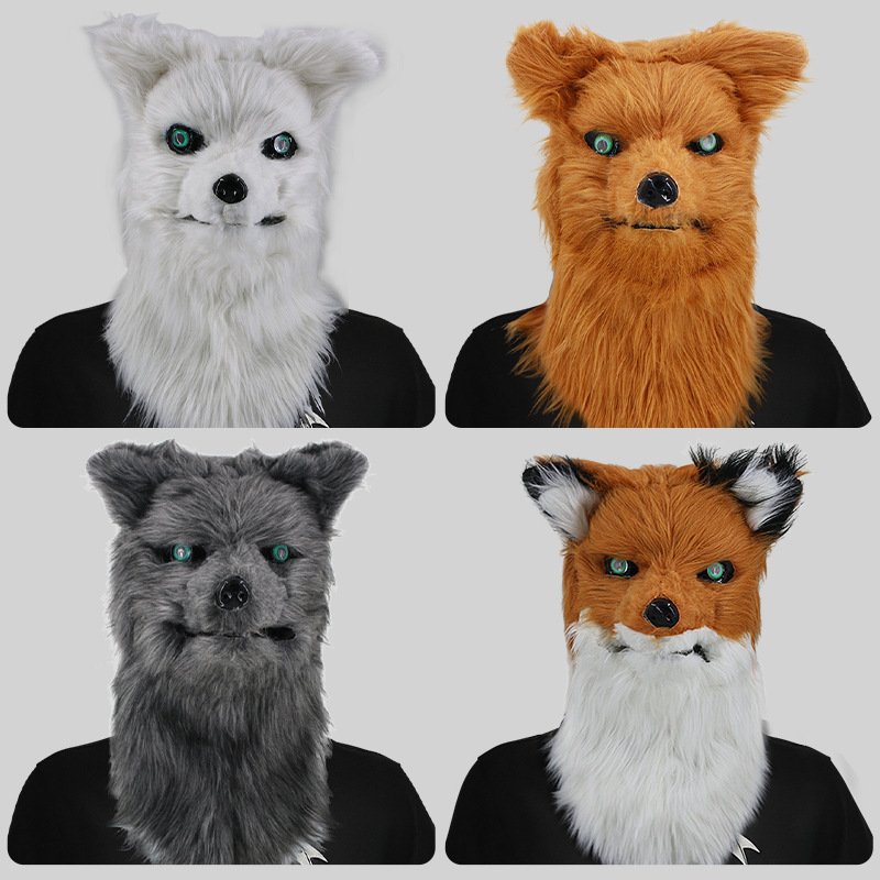 Can bite open mouth Wolf head mask
