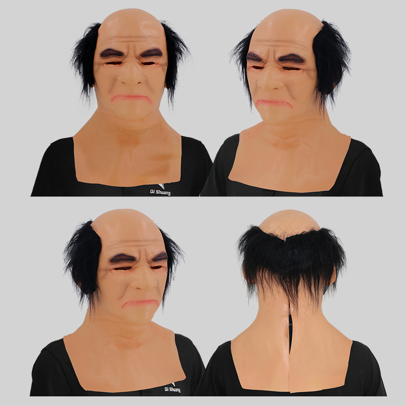 Latex full face mask for bald men