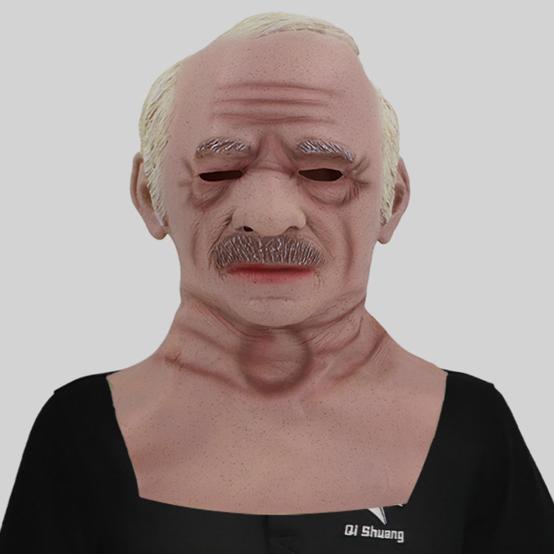 White-haired old man wearing a mask