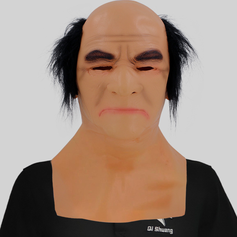 Latex full face mask for bald men